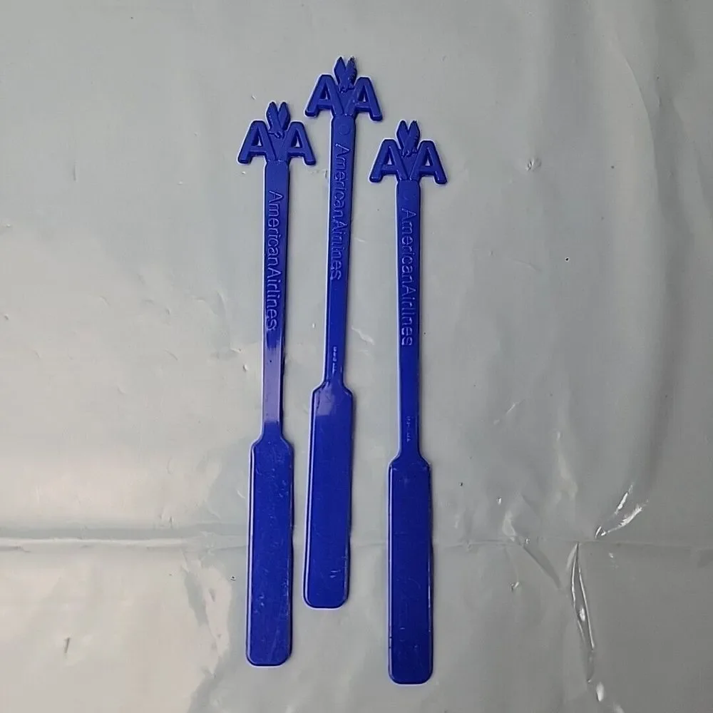 Vintage American Airlines Drink Swizzle Stir Sticks Lot of (3) Stirrers‎ Barware